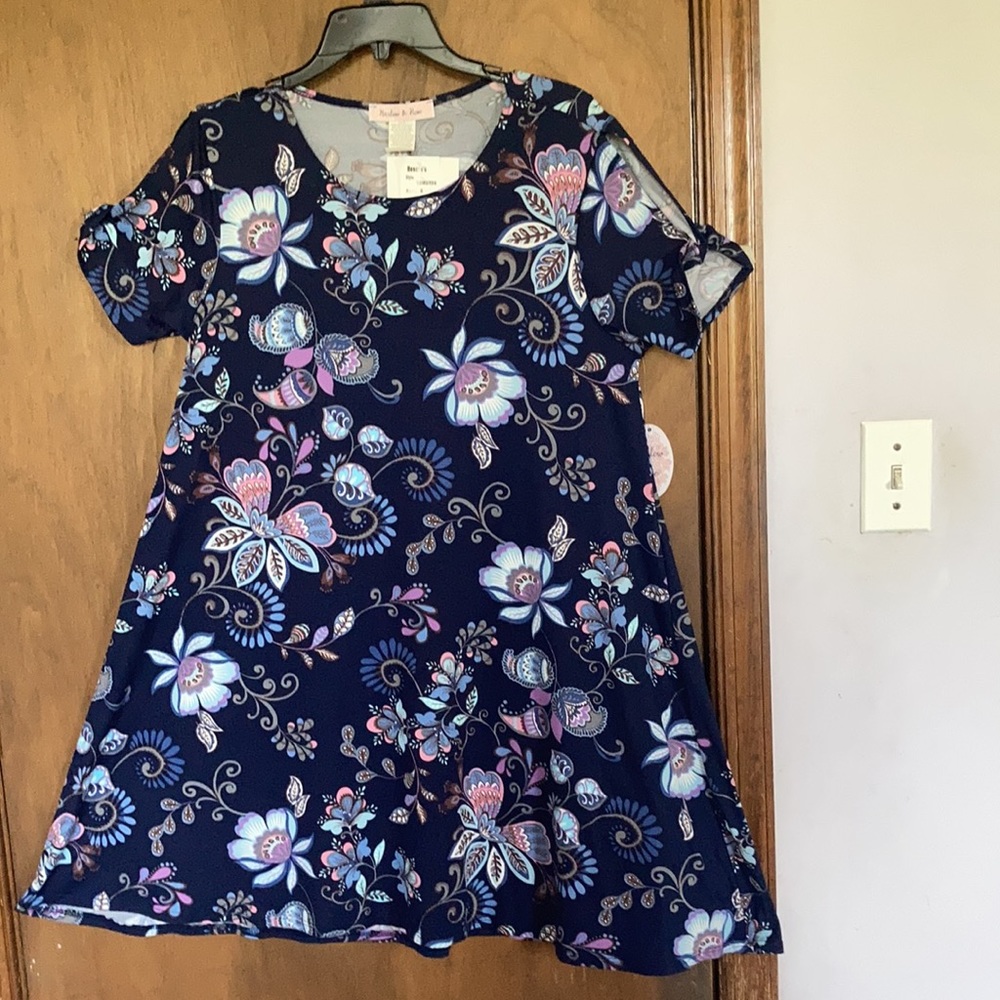 Harlow & Rose dress floral print pullover soft with stretch casual boho M - Picture 4 of 17